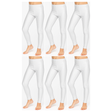 6x Kids White Metallic Leggings Bulk Pack - Shiny Neon Pants for Childrens Dance Costume/80s Retro Party