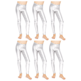 6x Kids Silver Metallic Leggings Bulk Pack - Shiny Neon Pants for Childrens Dance Costume/80s Retro Party