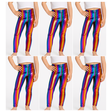 6x Kids Rainbow Metallic Leggings Bulk Pack - Shiny Neon Pants for Childrens Dance Costume/80s Retro Party