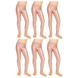 6x Kids Rose Gold Metallic Leggings Bulk Pack - Shiny Neon Pants for Childrens Dance Costume/80s Retro Party
