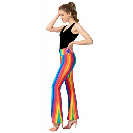 Adult Rainbow Stripe Flare Pants LGBT Costume Mardi Gras Festival Gay Pride