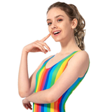 Adult Womens Rainbow Stripe Leotard - Mardi Gras/LGBT Pride (Festival/Party)