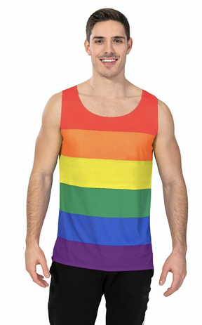 Adult Mens Rainbow Stripe Tank Top - Gay Pride/LGBTQ+ Festival Costume