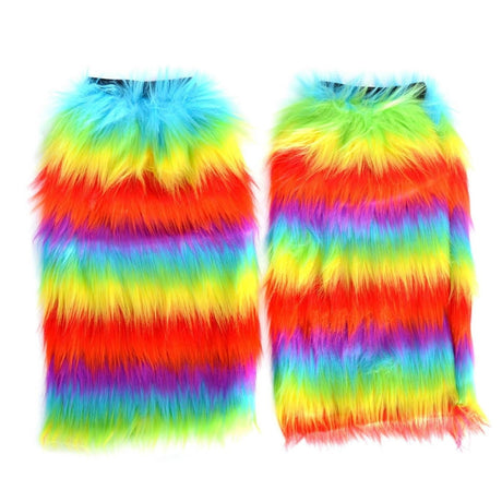 6 Pairs Fluffy Rainbow Leg Warmers Bulk Pack for Gay Pride/LBGTQ+ Party