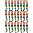 12 Pair Rainbow Ribbed Knitted Leg Warmers Bulk Pack - Womens Dance Costume/80s Party