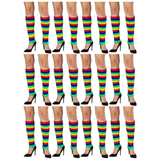 12 Pair Rainbow Ribbed Knitted Leg Warmers Bulk Pack - Womens Dance Costume/80s Party