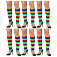 6 Pair Rainbow Ribbed Knitted Leg Warmers Bulk Pack - Womens Dance Costume/80s Party