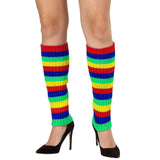 1 Pair Rainbow Ribbed Knitted Stockings - Womens Dance Costume/80s Party