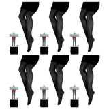 6x Black Pantyhose Tights Bulk Pack - Womens Stockings Hosiery (One Size)
