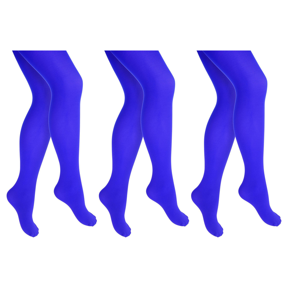 3x Blue Pantyhose Tights Bulk Pack - Womens Stockings Hosiery (One Size)