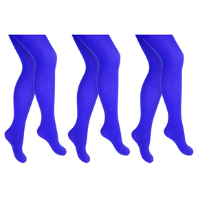 3x Blue Pantyhose Tights Bulk Pack - Womens Stockings Hosiery (One Size)