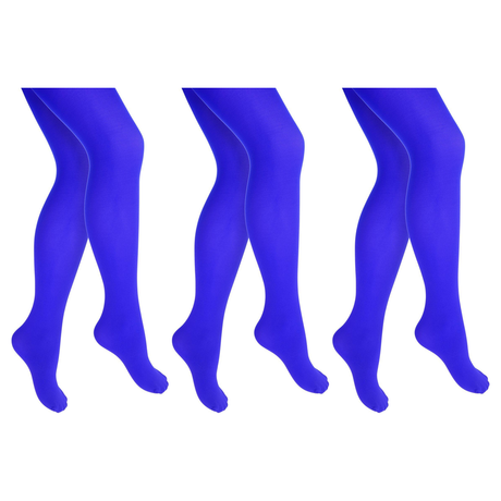 3x Blue Pantyhose Tights Pack - Womens Stockings Hosiery (One Size)
