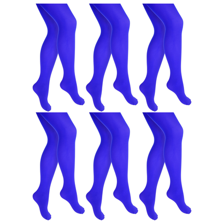 6x Blue Pantyhose Tights Bulk Pack - Womens Stockings Hosiery (One Size)