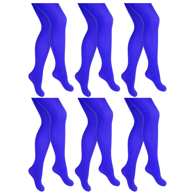 6x Blue Pantyhose Tights Bulk Pack - Womens Stockings Hosiery (One Size)