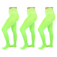 3x Fluro Green Pantyhose Tights Bulk Pack - Womens Stockings Hosiery (One Size)