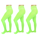 3x Fluro Green Pantyhose Tights Bulk Pack - Womens Stockings Hosiery (One Size)