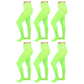 6x Fluro Green Pantyhose Tights Bulk Pack - Womens Stockings Hosiery (One Size)