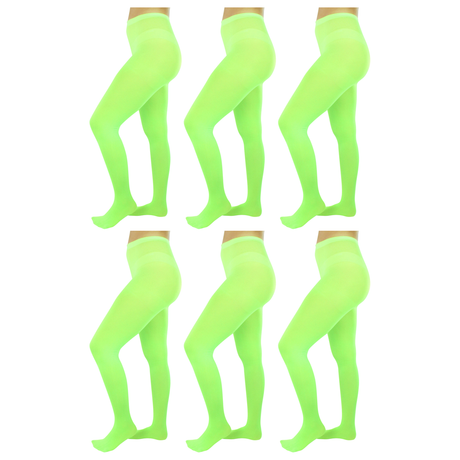 6x Fluro Green Pantyhose Tights Bulk Pack - Womens Stockings Hosiery (One Size)