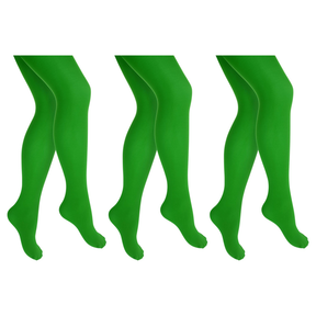 3x Green Pantyhose Tights Bulk Pack - Womens Stockings Hosiery (One Size)