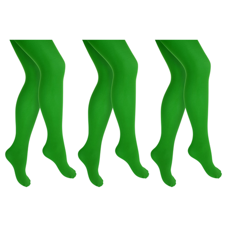 3x Green Pantyhose Tights Pack - Womens Stockings Hosiery (One Size)