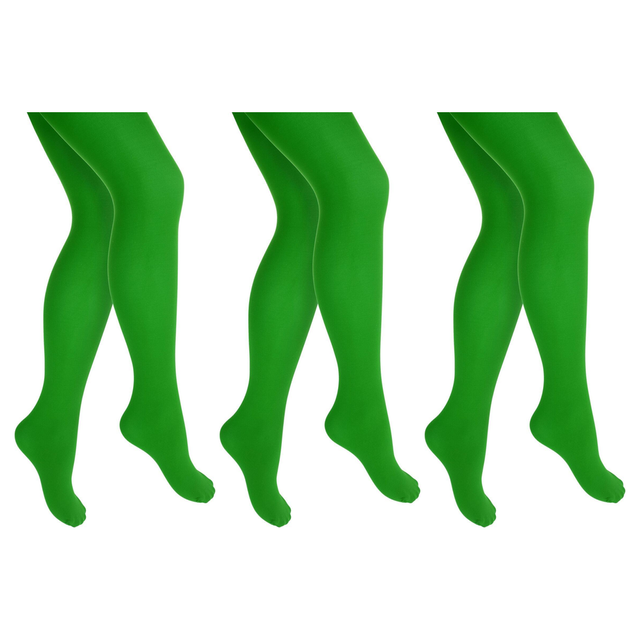 3x Green Pantyhose Tights Bulk Pack - Womens Stockings Hosiery (One Size)