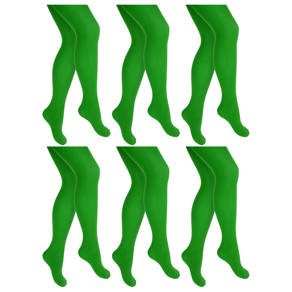 6x Green Pantyhose Tights Bulk Pack - Womens Stockings Hosiery (One Size)