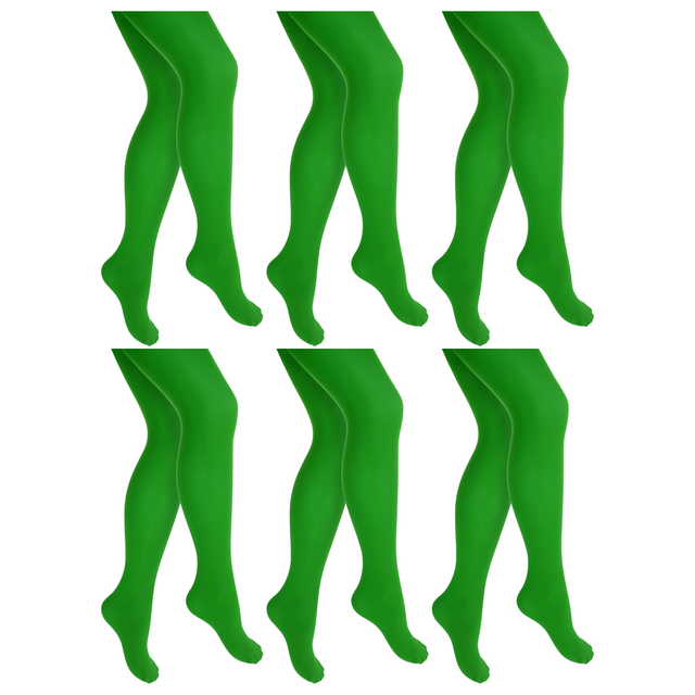 6x Green Pantyhose Tights Bulk Pack - Womens Stockings Hosiery (One Size)