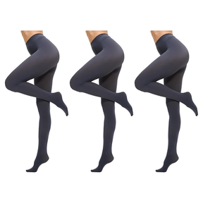 3x Grey Pantyhose Tights Bulk Pack - Womens Stockings Hosiery (One Size)