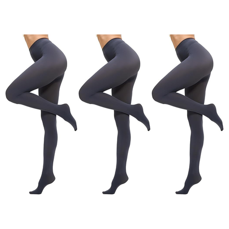 3x Grey Pantyhose Tights Pack - Womens Stockings Hosiery (One Size)