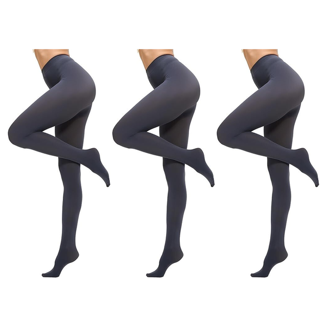 3x Grey Pantyhose Tights Bulk Pack - Womens Stockings Hosiery (One Size)