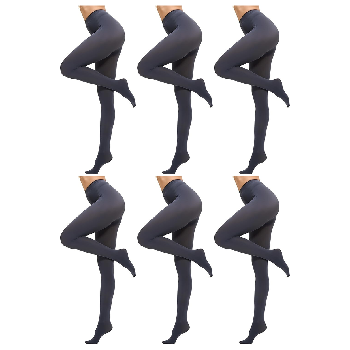 6x Grey Pantyhose Tights Bulk Pack - Womens Stockings Hosiery (One Size)
