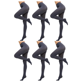 6x Grey Pantyhose Tights Bulk Pack - Womens Stockings Hosiery (One Size)