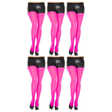 6x Hot Pink Pantyhose Tights Bulk Pack - Womens Stockings Hosiery (One Size)