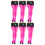 6x Hot Pink Pantyhose Tights Bulk Pack - Womens Stockings Hosiery (One Size)
