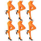 6x Orange Pantyhose Tights Bulk Pack - Womens Stockings Hosiery (One Size)