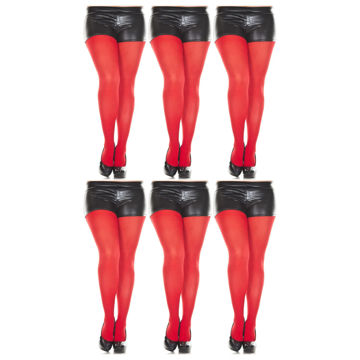 6x Red Pantyhose Tights Bulk Pack - Womens Stockings Hosiery (One Size)