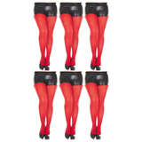 6x Red Pantyhose Tights Bulk Pack - Womens Stockings Hosiery (One Size)