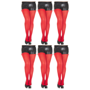 6x Red Pantyhose Tights Bulk Pack - Womens Stockings Hosiery (One Size)