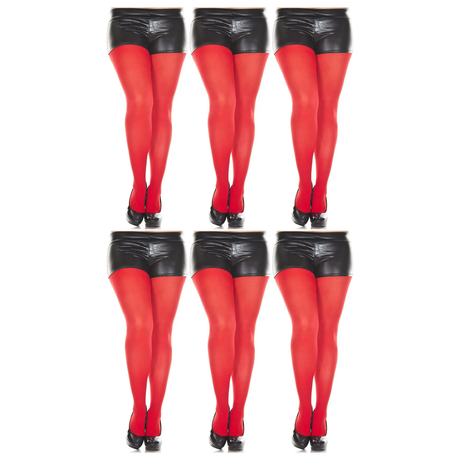 6x Red Pantyhose Tights Bulk Pack - Womens Stockings Hosiery (One Size)