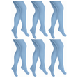 6x Sky Blue Pantyhose Tights Bulk Pack - Womens Stockings Hosiery (One Size)