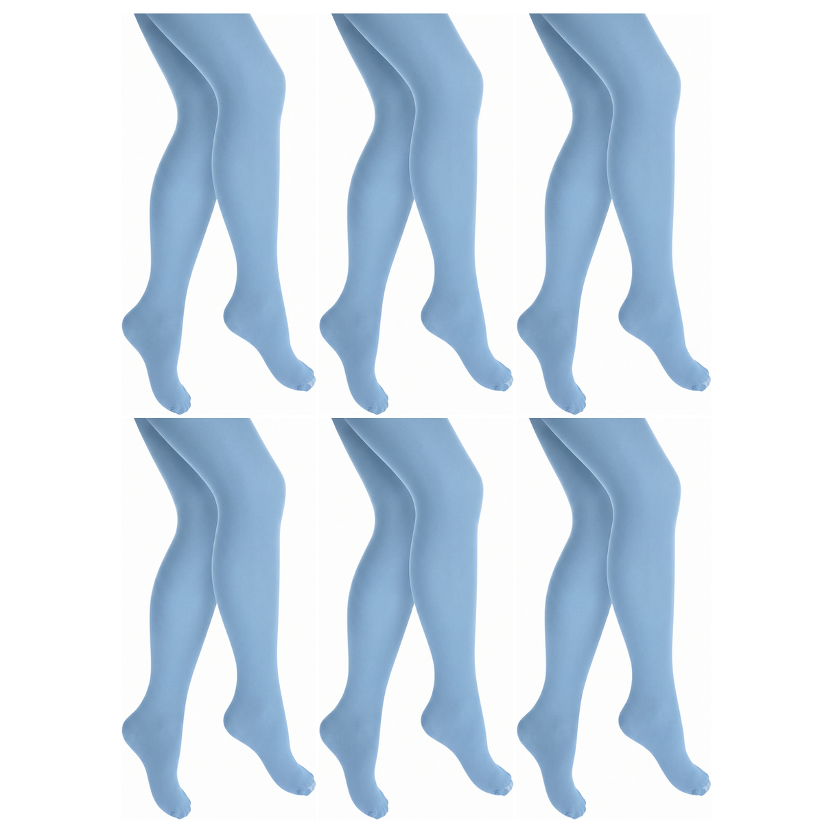 6x Sky Blue Pantyhose Tights Bulk Pack - Womens Stockings Hosiery (One Size)
