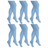 6x Sky Blue Pantyhose Tights Bulk Pack - Womens Stockings Hosiery (One Size)