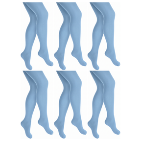 6x Sky Blue Pantyhose Tights Bulk Pack - Womens Stockings Hosiery (One Size)