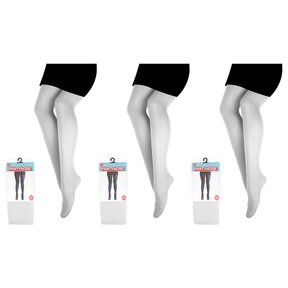 3x White Pantyhose Tights Bulk Pack - Womens Stockings Hosiery (One Size)