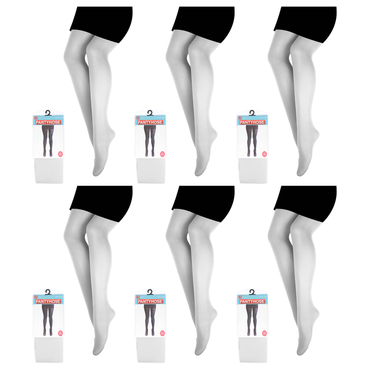 6x White Pantyhose Tights Bulk Pack - Womens Stockings Hosiery (One Size)