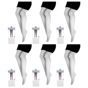 6x White Pantyhose Tights Bulk Pack - Womens Stockings Hosiery (One Size)