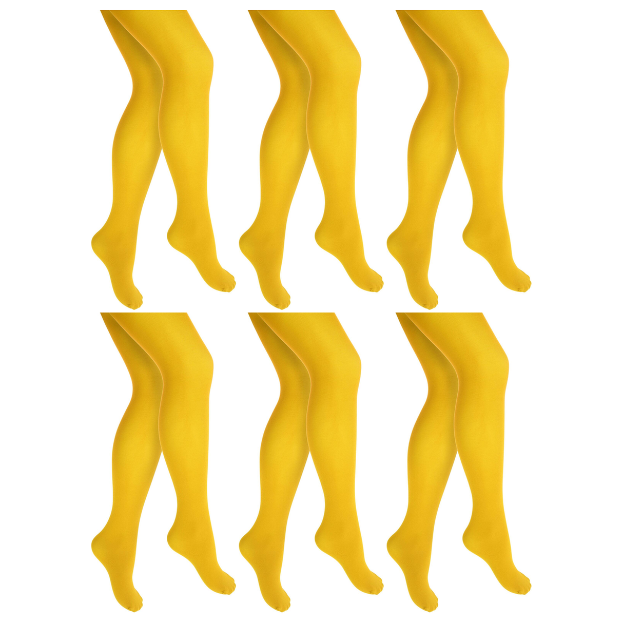 6x Yellow Pantyhose Tights Bulk Pack - Womens Stockings Hosiery (One Size)