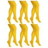 6x Yellow Pantyhose Tights Bulk Pack - Womens Stockings Hosiery (One Size)
