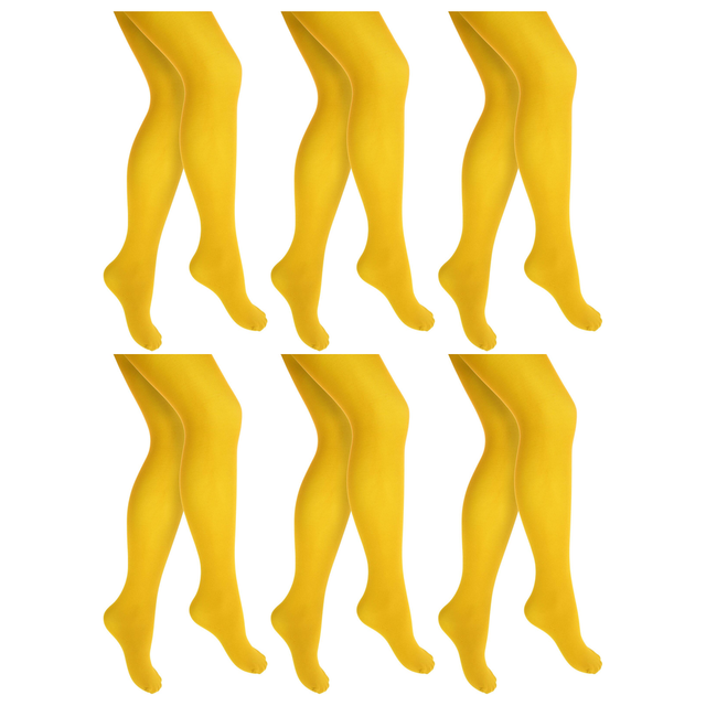 6x Yellow Pantyhose Tights Bulk Pack - Womens Stockings Hosiery (One Size)