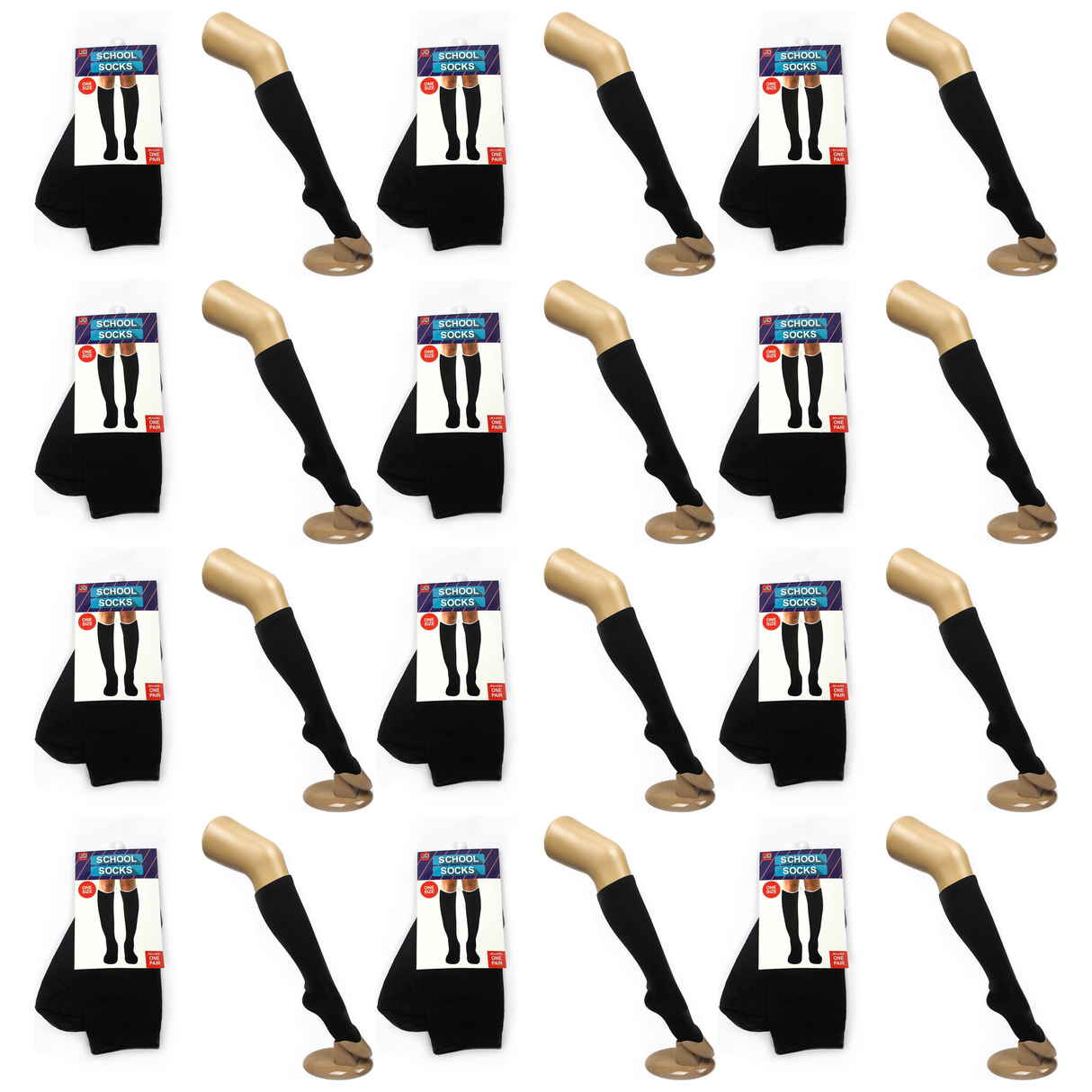 12 Pair Plain Black Knee High School Socks Bulk Pack - Cotton for Girls/Boys (One Size Fits Most)